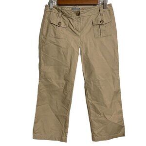 Ann Taylor Women's Khaki Retro Button Pockets Cropped Pants Size 4 Petite